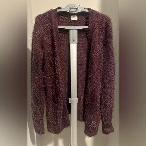 Pins + Needles | Plum Fuzzy Cardigan